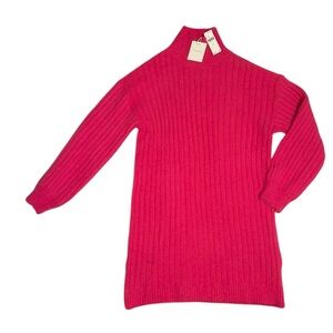 Anthropologie X Flat White Fuchsia Turtleneck Sweater Dress NWT